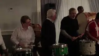 Mark Holub drum line performance with lifelong friend, Chet Doboe