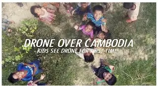 Drone over Cambodia: 4k flight over rice fields, remote villages, and kids seeing drone for 1st time
