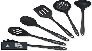 Culinary Couture Black Silicone Kitchen Utensils Set of 6 Non Stick Heat Resistant Silicone