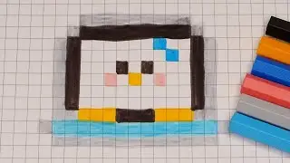 DIY Handmade Drawing Pixel Art | How to draw a cute Christmas Penguin | Easy Xmas Draw with Me