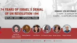 Return Week Inauguration Panel: 74 Years of Israel&rsquo;s Denial of UN Resolution 194