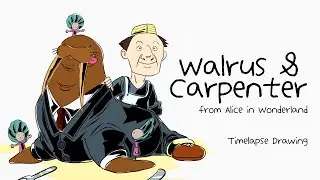 Drawing Walrus and the Carpenter from Alice in Wonderland (Timelapse) - Blender 5.0