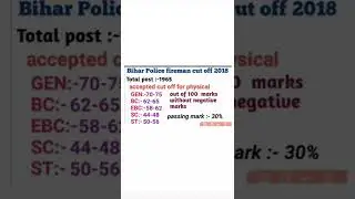 BIHAR POLICE FIREMAN CUTOFF-2022||Bihar police fireman || Bihar police fireman 2018 Vs 2021