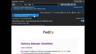 Spam Example # 7 | Failed Delivery Notice - Please Reschedule Pkg...by Today | FedEx Unfulfilled [9]