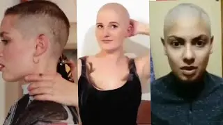 beautiful girl long hair headshave / amazing bald headed girl / self headshave2021