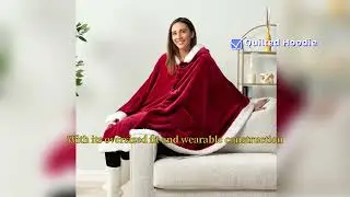 Flannel Throw Wearable Blanket Quilted Hoodie Throw Patterned Cape Lounge Wearable Blanket  Shawl Sh