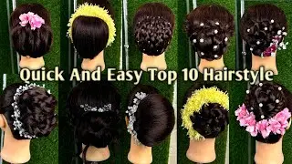 Quick And Easy Top 10 Hairstyle || quick and easy bun full tutorial 🥰👍