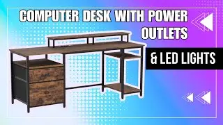 Furologee Computer Desk with Power Outlet & LED Lights | Upgrade Your Workspace 🖥️✨