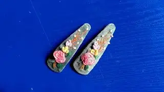Hair clip making || hair accessories making at home || embroidery clip design