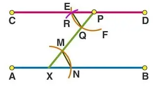 Construct a line parallel to a given line. Construct a triangle