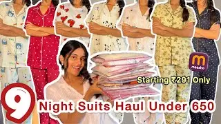Huge“Meesho Night Suits Haul 🛍️ | 9 Cute & Comfy Nightwear Under ₹650 | Starting ₹291 Only”