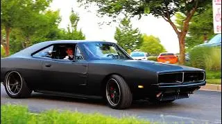 Classic Muscle Cars Leaving Car Show - Chevelle, DeLorean, Impala, Hot Rods