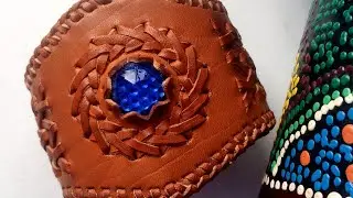 PULSERA de CUERO con PIEDRA incrustada. Making of.