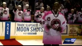 Donald Driver drops the puck at the Admirals game