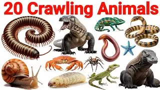 रेंगने वाले जानवर सीखें बच्चों के लिए | Learn 20 Crawling Animal Names for Kids with Pictures