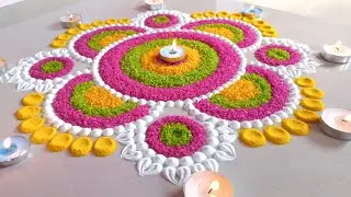 Colourful Rice Rangoli || Simple Rangoli for Diwali || Easy and Rangoli Designs For Diwali |