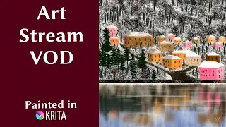 [Unedited Twitch Stream] Creating a Winter Village in Digital Spray Paint 🏔️ ❄️ | Krita Art Stream