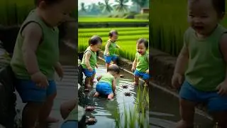 Babies playing in water