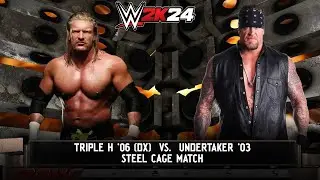 WWE 2k24 - Трипл Эйч '06 против Андертейкера '03: Матч в стальной клетке на Raw