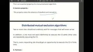 Distributed Computing CST402 PYQ-3 mark Properties of mutual exclusion algorithm