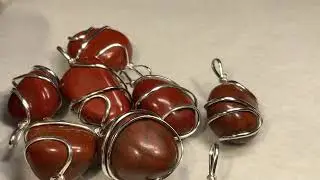 Natural Red Jasper Tumble Crystal Wire Wrapped Pendant (CP1011)