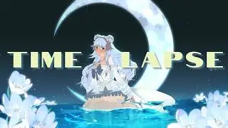 Drawing Anime Girl in Water - Time Lapse