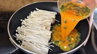 Egg over enoki mushrooms. Easy and delicious! I make this almost every day!
