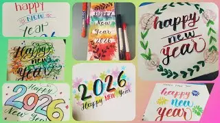 7 Different styles of Happy New Year | Happy New year Calligraphy| happy new year drawing 🎊
