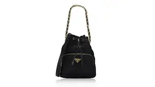Prada Re-Nylon Saffiano Stitched Re-Edition 1995 Chaine Bucket Bag Nero