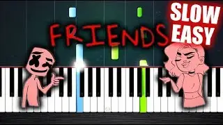 Marshmello & Anne-Marie - FRIENDS - SLOW EASY Piano Tutorial by PlutaX