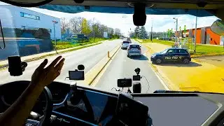POV Truck Driving DAF XF 480 Beringen Belgium , 4K cockpit view, Narrow city roads