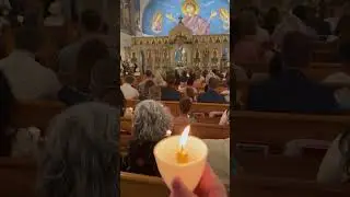 Chanting an ancient Greek for Greek orthodox Easter in Austin, Texas at transfiguration Greek