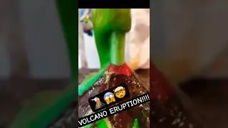 VOLCANO ERUPTION with Blue and green lava! #shorts #kids #fun #kidsscienceexperiment