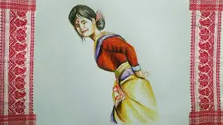 Bihuwati Drawing tutorial for beginners | Assamese culture drawing  | Traditional Dance of Assam