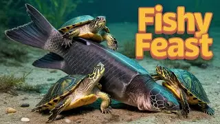 Turtles 🐢 Eating Dead Fish from Aquarium 🐟 | Natural Feeding #turtlefeeding