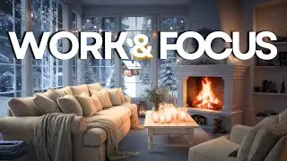🔴 Relaxing Christmas Music Fireplace for Work & Focus | Luxury White Cabin