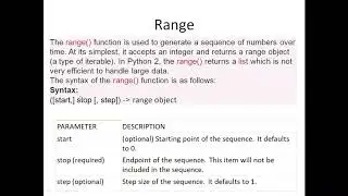 10. Range method in python