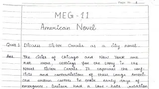 MEG 11 Solved assignment 2024-2025 | MEG 11 solved handwritten assignment 2024-2025 | American novel