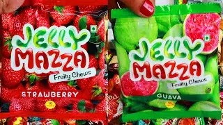 Jelly Mazza fruity Chews Strawberry Flavour and Guava Chocolates | Alpha Candy ASMR