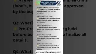 Apparel Merchandising Q&A (Set 10) | Sampling & QC Basics ✅  #mjc #merchandising  #euroitacademy