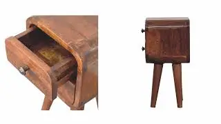 IN3913 - Mini Curved Chestnut Bedside | 2 Drawers | Solid Mango Wood | Artisan Furniture