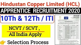 HCL Apprentice Recruitment 2020| Hindustan Copper Limited Apprentice Recruitment 2020| 10Th with ITI