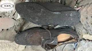 TOD'S Suede Derby Shoes Restoration. #handmade #handcrafted #shoes #leathergoods #tods #usa#asmr#us