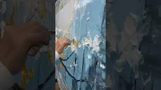 Modern interior decoration hand-painted thick-painted 3D floral tree texture wall art