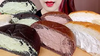 ASMR MATCHA CREAM BREAD☁️ CHOCOLATE CREAM READS MUKBANG 연세우유 말차생크림빵, 초코크림빵 먹방 eating sounds