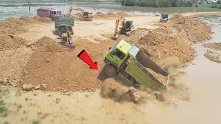 WTF!! Disaster Strikes! Dump Truck & Bulldozer Caught in Disaster During Land Filling Project