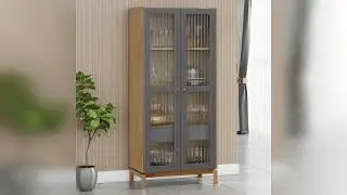 Review: Cristaleira Barcelona 180cm 2 Portas Tauari/concret com Vidro Canelado - Finestra M&oacute;ve...