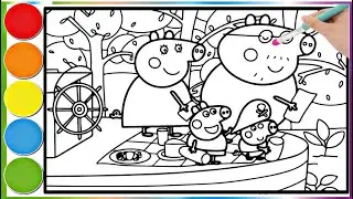 Peppa Pig and Friends on Stage || Learn how to draw and color a Peppa Pig page for kids