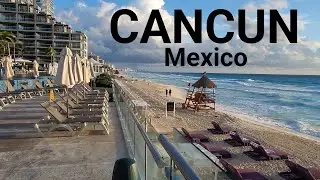 Mexico, Cancun Hotel Zone Morning Beach Walk | 4K Video | Mexico 🇲🇽