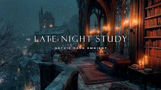 Late Night Study by Candlelight on a Victorian Balcony Manor Snowy Covers | Dark Academia Ambience